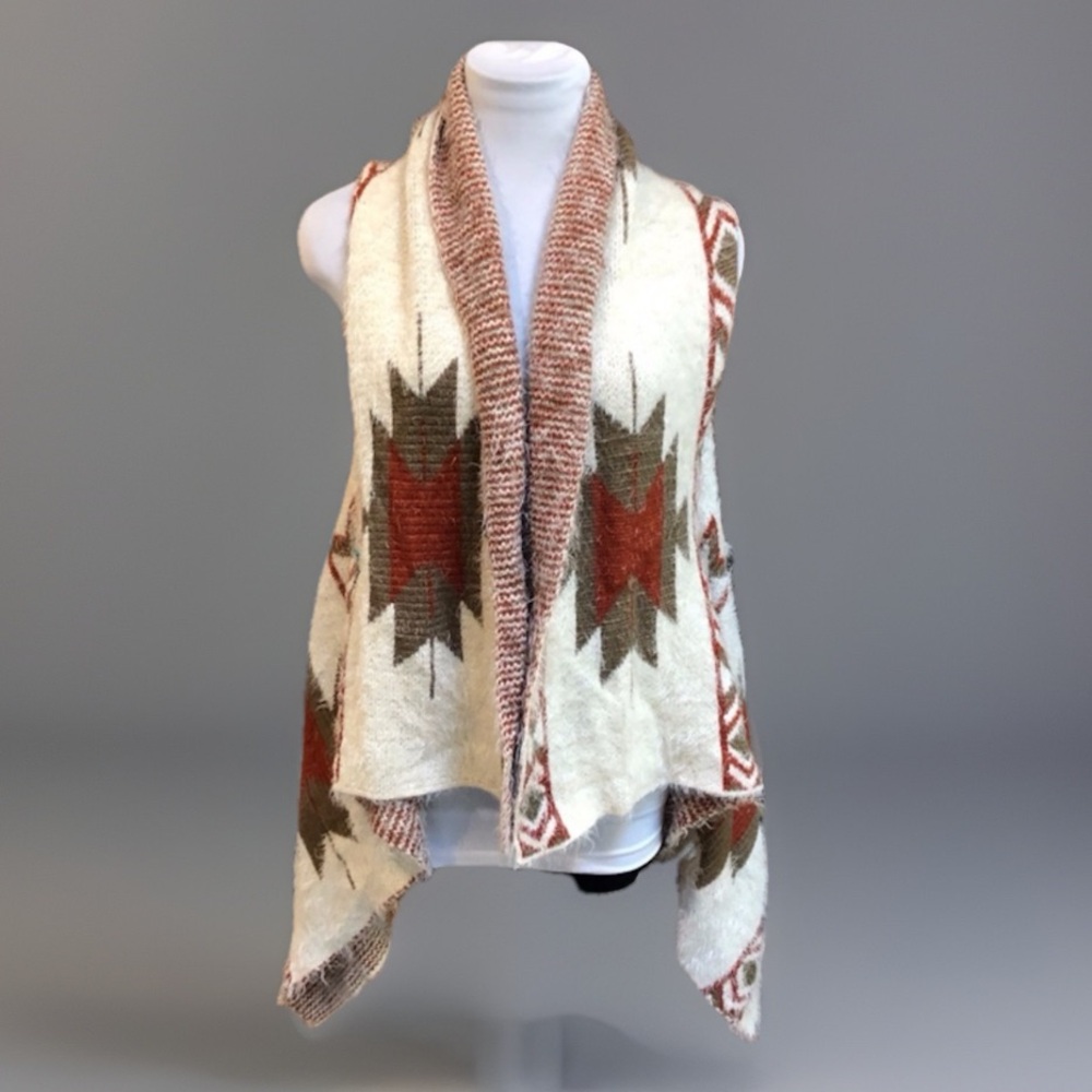Italy Design High Low Aztec Native Vest Jacket M